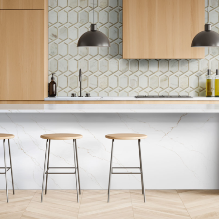 MSI Quartz - Calacatta Miraggio Gold Kitchen View