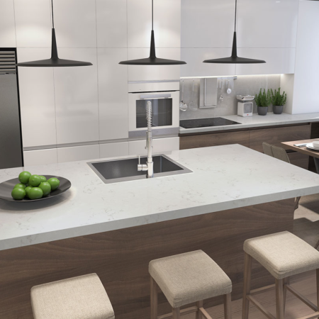 MSI Quartz - Carrara Breve Kitchen View